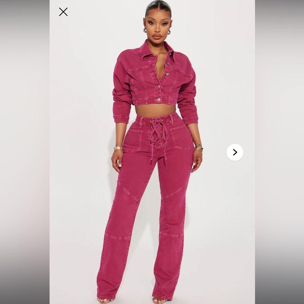 Fashion Nova High Rise Pink Denim set!